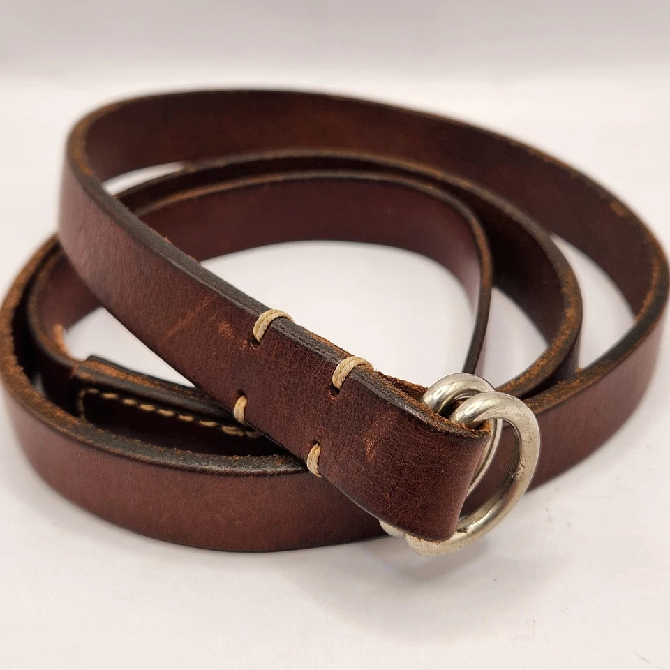 Vintage Y2K Abercrombie & Fitch Brown Leather Belt Medium Double D Adjustable - Image 2 of 4