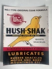 Whiz Hush Shak Paper REPRINT 8.5x11 Vintage Can Sign Gallon Quart Oil Lube White