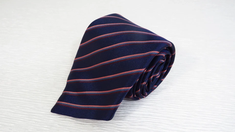 Corbata de lujo para hombre Shaun Gordon a medida Inglaterra azul a rayas seda! Foto 2 de 4