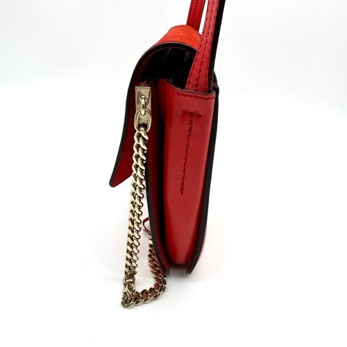 Chloe Faye Shoulder Bag Crossbody Bag Leather Suede Red Gold USED Auth #S2441 - Picture 4 of 19