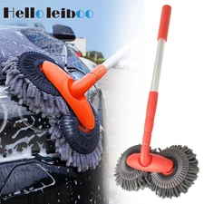 LEIBOO Car Wash Mop, Double Chenille Brush Head, 3-Section Telescopic