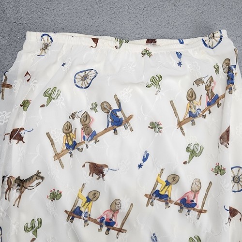 Vintage Ranch Dressing Maxi Skirt Medium Western Festival Cowboy Embroidered - Picture 2 of 11