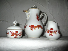 DW Karlsbader Moccaservice Kanne Zucker Milch roter Drache