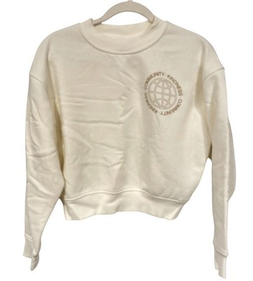 Amazon Essentials White Cropped Sweatshirt Small Egg Shell Minimalist Athleisure
