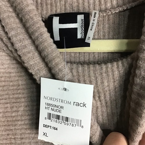 Maglione donna H by Bordeaux marrone a costine finto collo alto-basso taglia XL nuovo con etichette - Foto 4 di 17