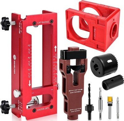 Door Hinge Jig, Aluminum Alloy Door Hinge Template Kit for Router, Adjustable Mo