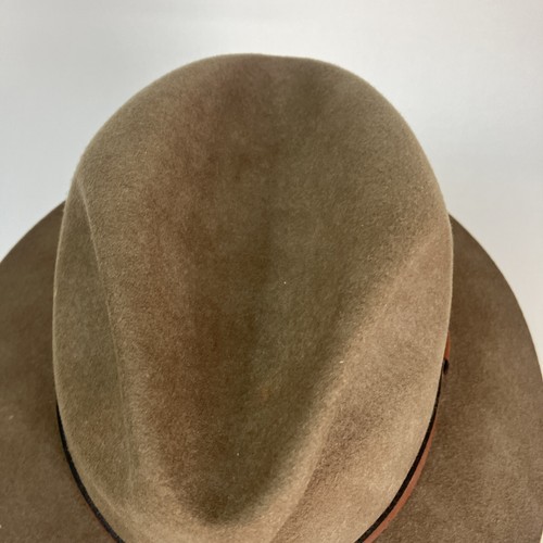 Mens sz Large Country Gentleman 100% Brown Wool Flat Brim Fedora Top Hat - Picture 3 of 16
