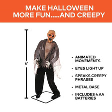 6 Ft. Animated Standing Zombie Halloween Decoration - ATC