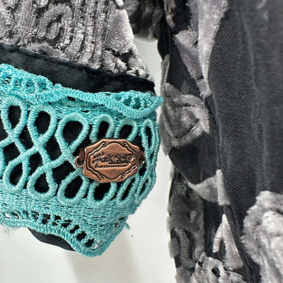 Kimono Mujer Whimsigoth Burnout Terciopelo Talla M Mezcla Seda Boho Moody Etéreo Foto 4 de 4