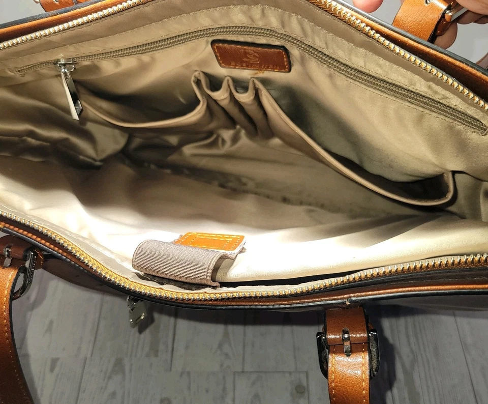 NWT BOSTANTEN Brown Leather Briefcase Shoulder Bag 15.6 Laptop Case — 第 4/4 张图片