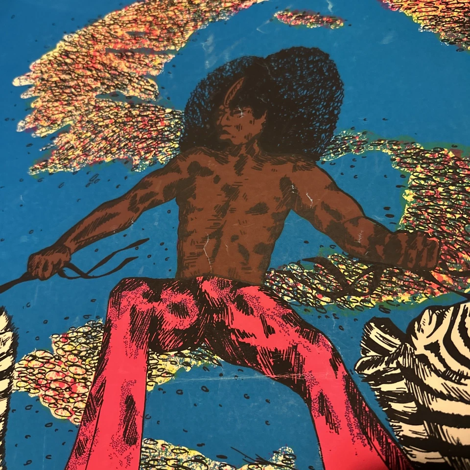 Original Vintage Poster Zebra Blossom Black light Pinup Rider 1972 - Image 3 of 4