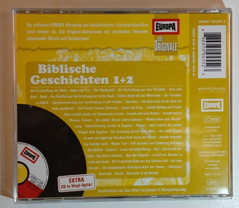 Europa Hörspiel Die Originale Folge X Biblische Geschichten 1+2 Top Zustand 2007 - Bild 4 von 4