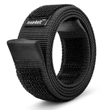 Reversible No-Scratch Web Belt with Hook & Loop Fasteners Black Medium 34-38