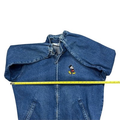 VTG 90s DISNEY MICKEY MOUSE CHALK LINE DENIM JEAN JACKET SIZE L