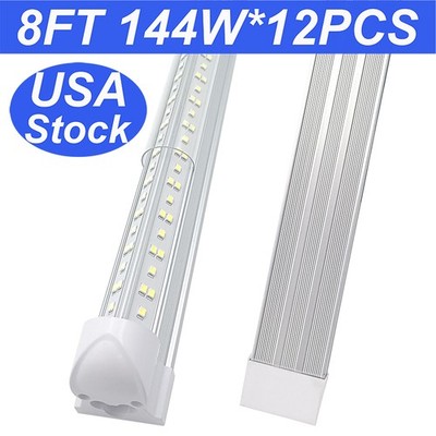 12 Pack T8 8FT Led Shop Light Fixture 144W Led Tube Light 8 Foot Led Bulbs 6500K