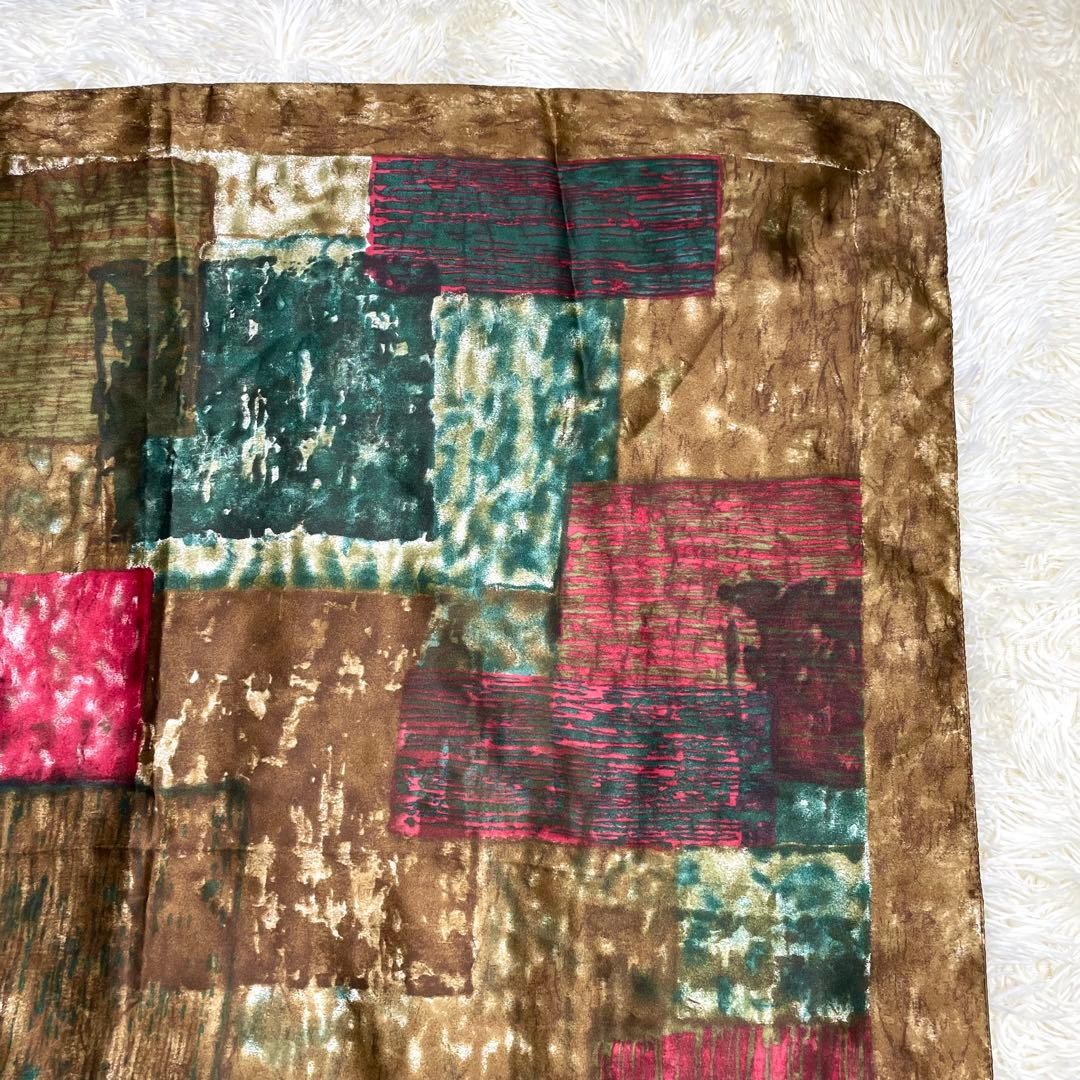 Large Pattern Silk Scarf 87x88cm Patchwork Fashio… - image 3