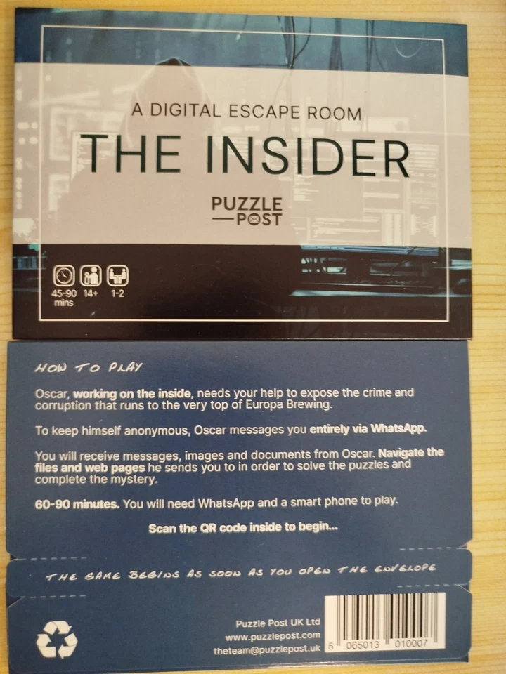 'The Insider' - Puzzle Post's Interactive Smartphone Escape Game