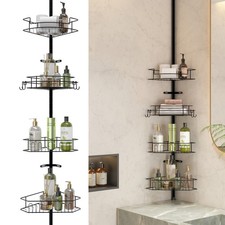 Tension Pole Corner Shower Caddy with 4 Adjustable Baskets Shower Corner Caddy