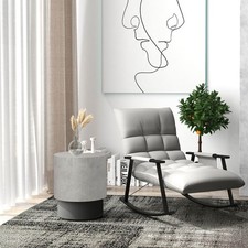 Round Concrete Accent Table Indoor Outdoor Side Table with 4 Adjustable Feet