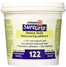 Zinsser 69384 SureGrip 122 Heavy Duty Wallcovering Adhesive, 1 Quart