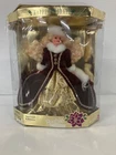 Vintage 1996 Special Edition Happy Holidays Barbie Doll Burgundy Gown In Box