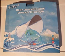 LAYCOL Baby Pool Float w/ Canopy & Tail, No-Flip, 3–36 Months