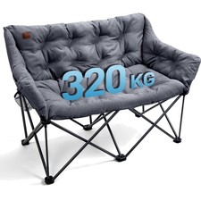Campingstuhl Faltbar 124CM Breit Campingsofa für 2 Personen Faltsofa 320KG Be...