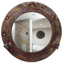 Nagina Rustic Copper Shipwrecked Nautical Porthole Mirror, 12" Aluminum
