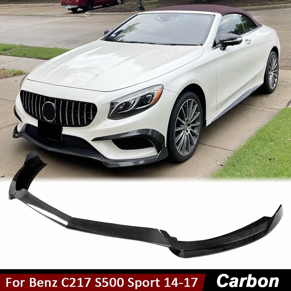 For Benz S Class C217 S500 Sport 2014-2017 Real Carbon Front Bumper Lip Spoiler