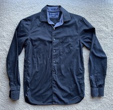 American Eagle Men's Dress Shirt Black/Blue Button XS/TP Slim Fit Vintage Cotton