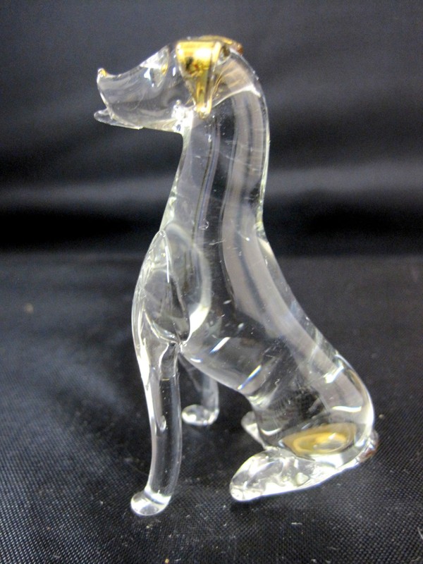 Dog Puppy Figurine Statue Handcrafted Crystal Clear Glass 2.5 Inches Tall