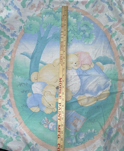Vtg Sleeping Teddy Bear Family Nursery Baby Quilt Fabric Panel Bear's Book Story - Picture 3 of 7