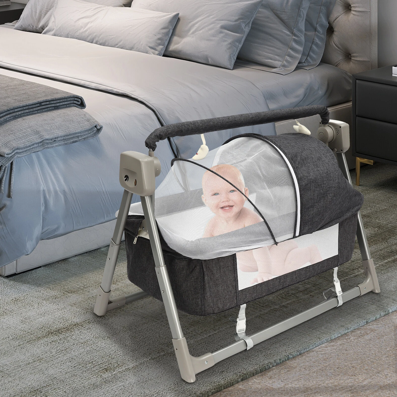 Portable Electric Baby Swing Cradle Bassinet Rocking Crib Infant W/ Bluetooth~
Opens in a new window