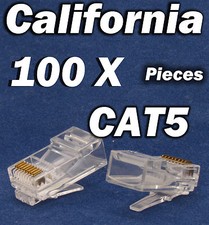 100 X Pcs RJ45 Plug Cat5 CAT5E 8P8C Modular LAN Network Cable Connector Ethernet