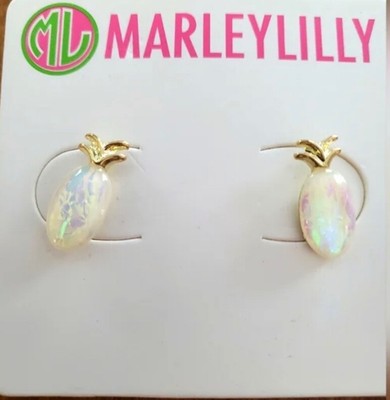 Brand new pineapple stud earrings. Opalescent and gold. MarleyLilly gold tone 