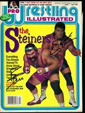 EB3384  Barry Windham  Steiner Brothers  Signed Vintage Wrestling Magazine w/COA