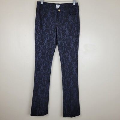 Cache 4 Blue With Black Lace Bootcut Dressy Pants Trousers