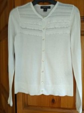 August Seide Heritage Baumwollmischung Cardigan weiß Pullover X-Small/Small