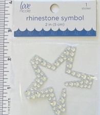 Star Symbol Rhinestone Sticker 2" Clear Silver Glitter Bling Crafts Scrapbook