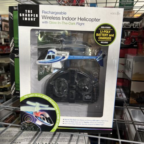 New Sharper Image Glow-In-The-Dark Rechargeable Wireless Indoor Helicopter