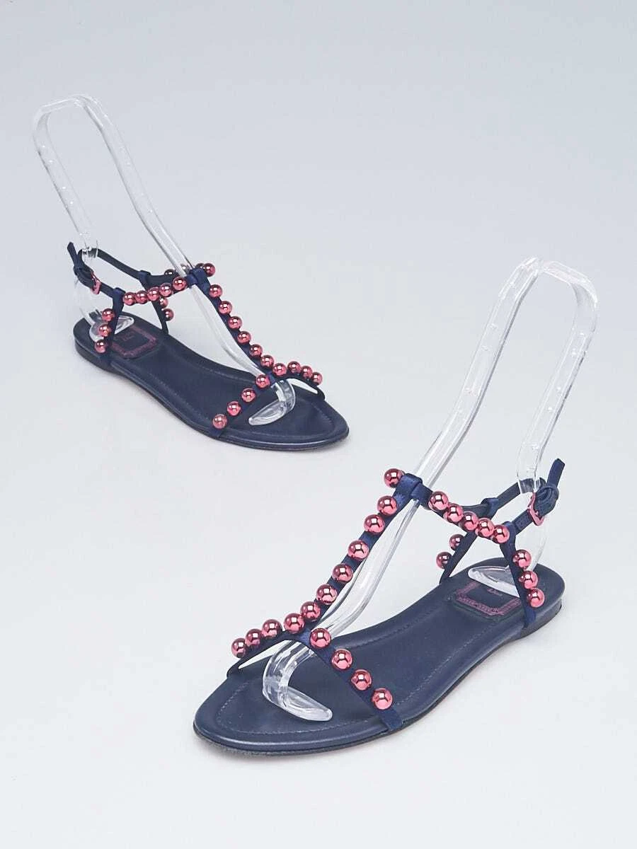 Sandales perles bleu marine Christian Dior taille 6,5/37