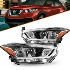 For 2017 2018 2019 2020 Nissan Kicks Halogen Headlights Assembly Headlamps Pair