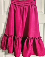 GUNNE SAX SIZE 6 DEEP DARK PINK RUFFLED SKIRT WITH SASH