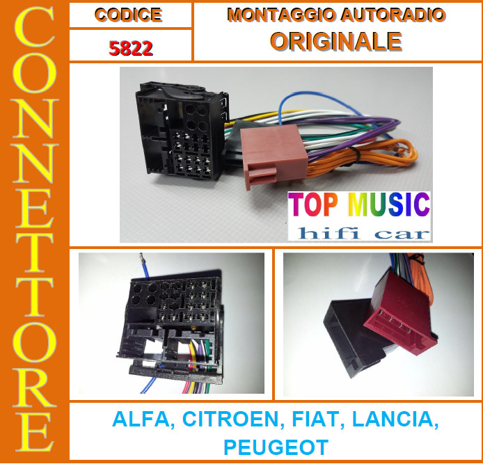 FIAT BRAVO CONNETTORE PER MONTAGGIO AUTORADIO ORIGINALI+ AD.ANTENNA foto 5