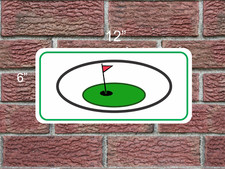 Golf Hole Green  Flag Oval Metal Sign