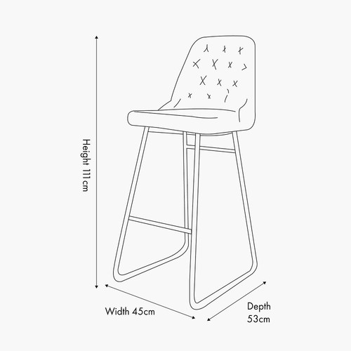 Leather Breakfast Bar Stool Mustard Yellow Diamond Back Upholstered Tall Stool - Picture 11 of 11