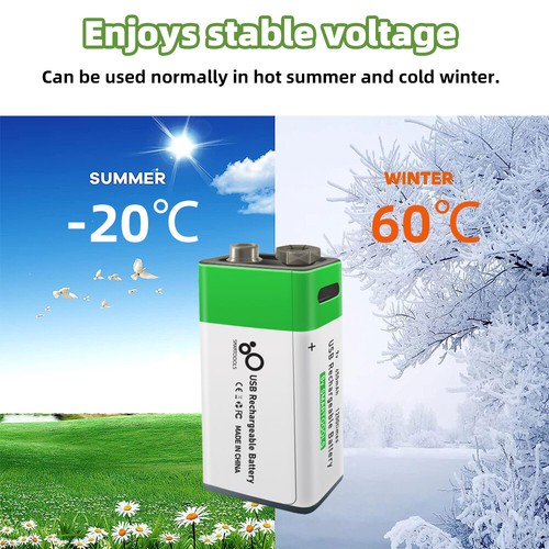 2/4x 9V Lithium Rechargeable Batteries 9 Volt Li-Ion Battery and Charger 5850mWh - Picture 10 of 19