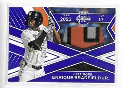 ENRIQUE BRADFIELD JR. 2023 PANINI ELITE EXTRA EDITION JERSEY PATCH BLUE CARD /3
