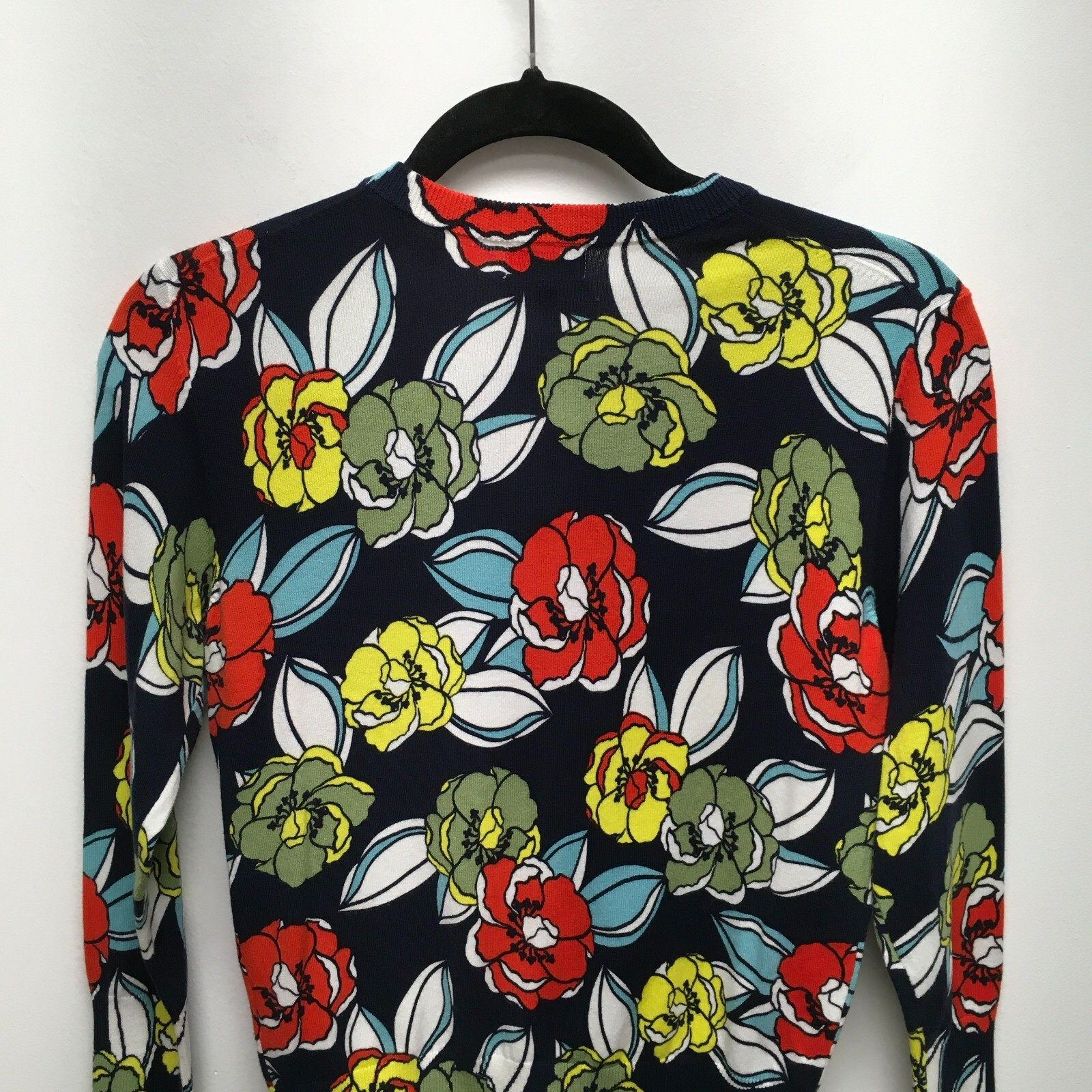 Crown & Ivy Women Blue Navy White Floral Button Up Essentials Cardigan Sweater S thumbnail 4