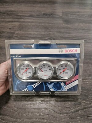 Bosch FST8208 2'' Mechanical Oil Pressure, Oil Temp, Voltmeter Gauge Kit New